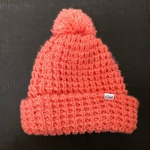 Coal Pom beanie! Peach/Salmon color
